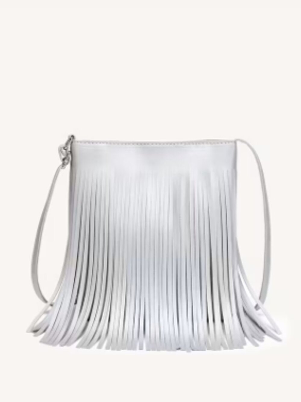 Fringe / Tassel / Shiny Silver Boho Crossbody Bag - 70's Vibes - NWT